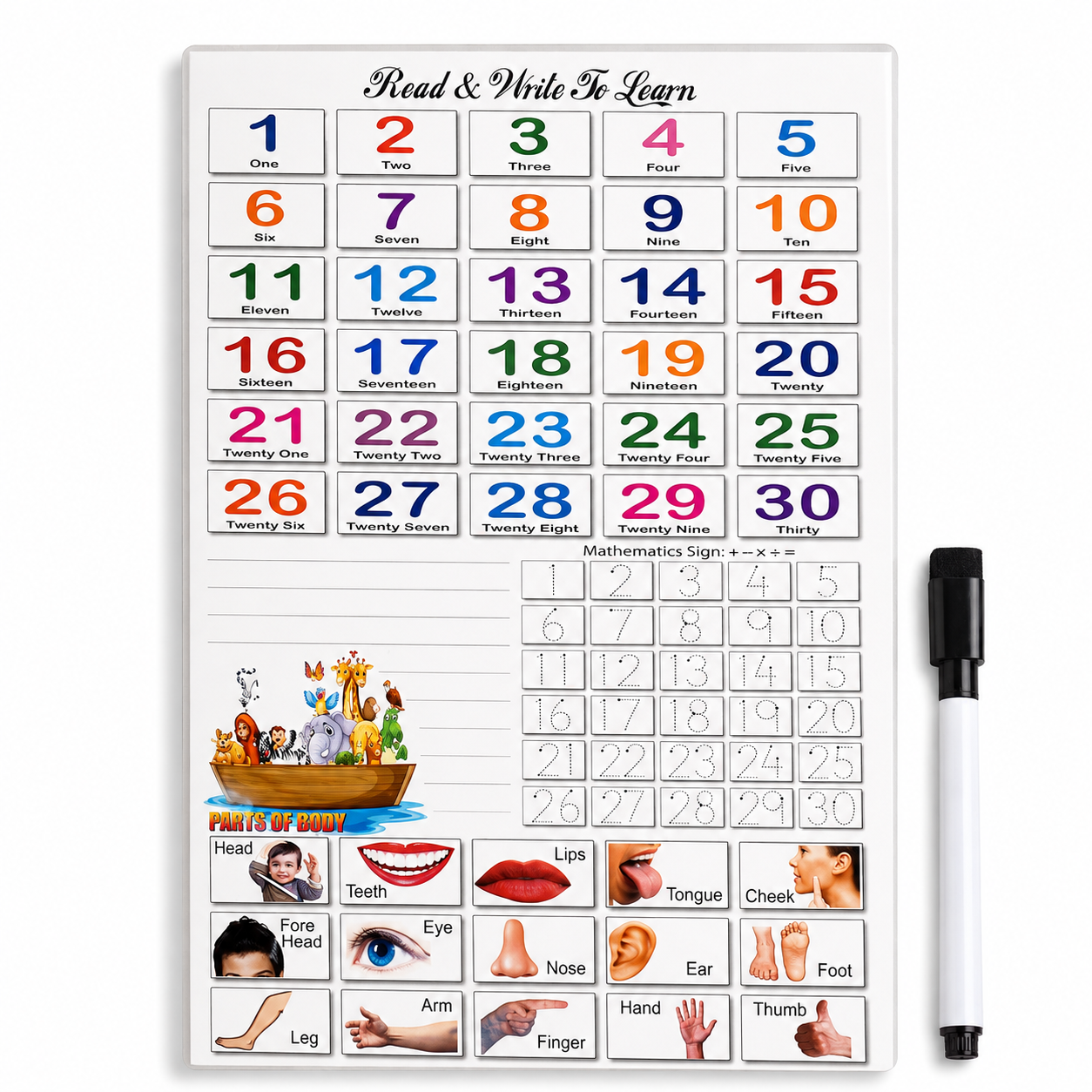 Read & Write Numbers Learning Board – 1 to 30