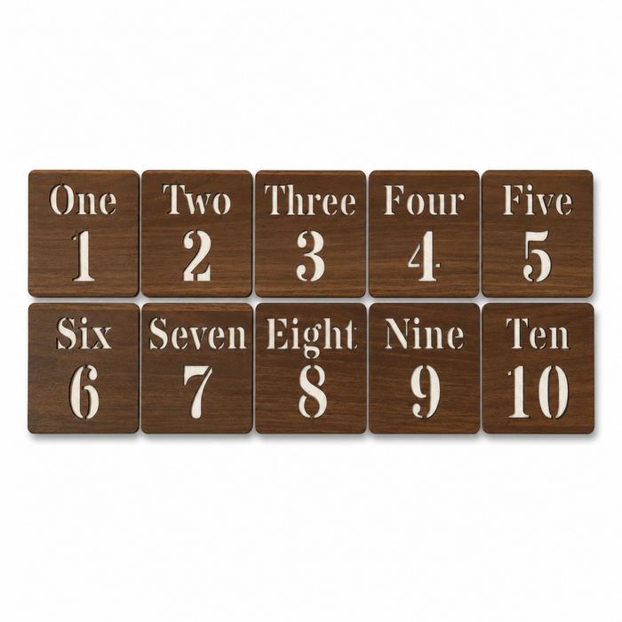 Wooden Number Learning Cards 1–10 Plus 5 Markers